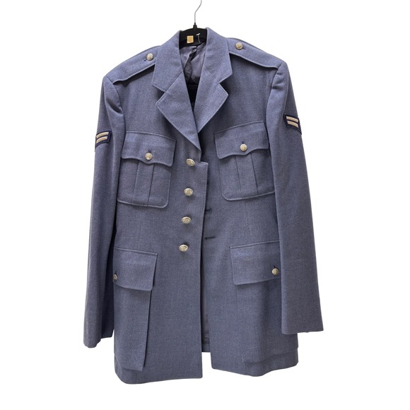 Other - Vintage Military Dress Tunic Jacket Air Force Blue 37L Wool Blend Rank Patch